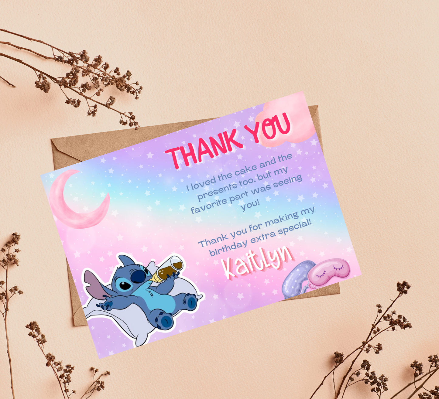 Stitch Sleepover Pajamas Party Birthday Invitation | Kawaii Slumber Party Invite | Editable Canva Template | Cute Printable Kids Birthday