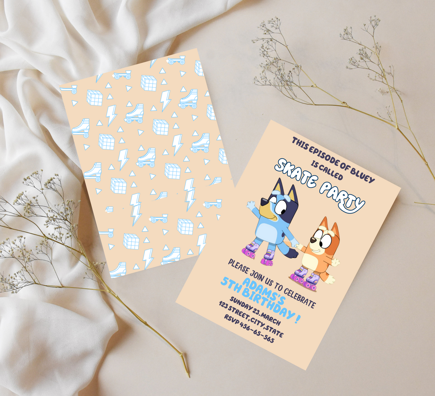 Bluey Roller Skating Birthday Invitation | Skating Rink Party Invite | Editable Canva Template | Fun Bluey Birthday Invitation