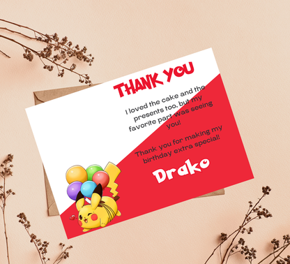 Pikachu Red Pokémon Birthday Invitation | Bold Party Invite | Editable Digital Template