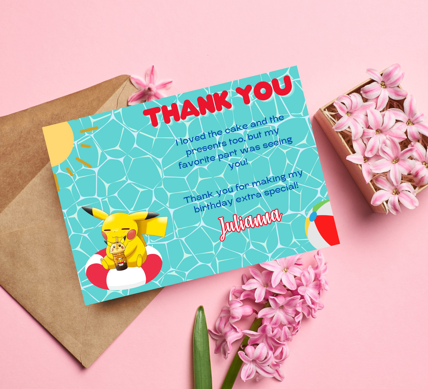 Pikachu Pool Pokémon Birthday Invitation | Summer Swim Party | Editable Canva Template