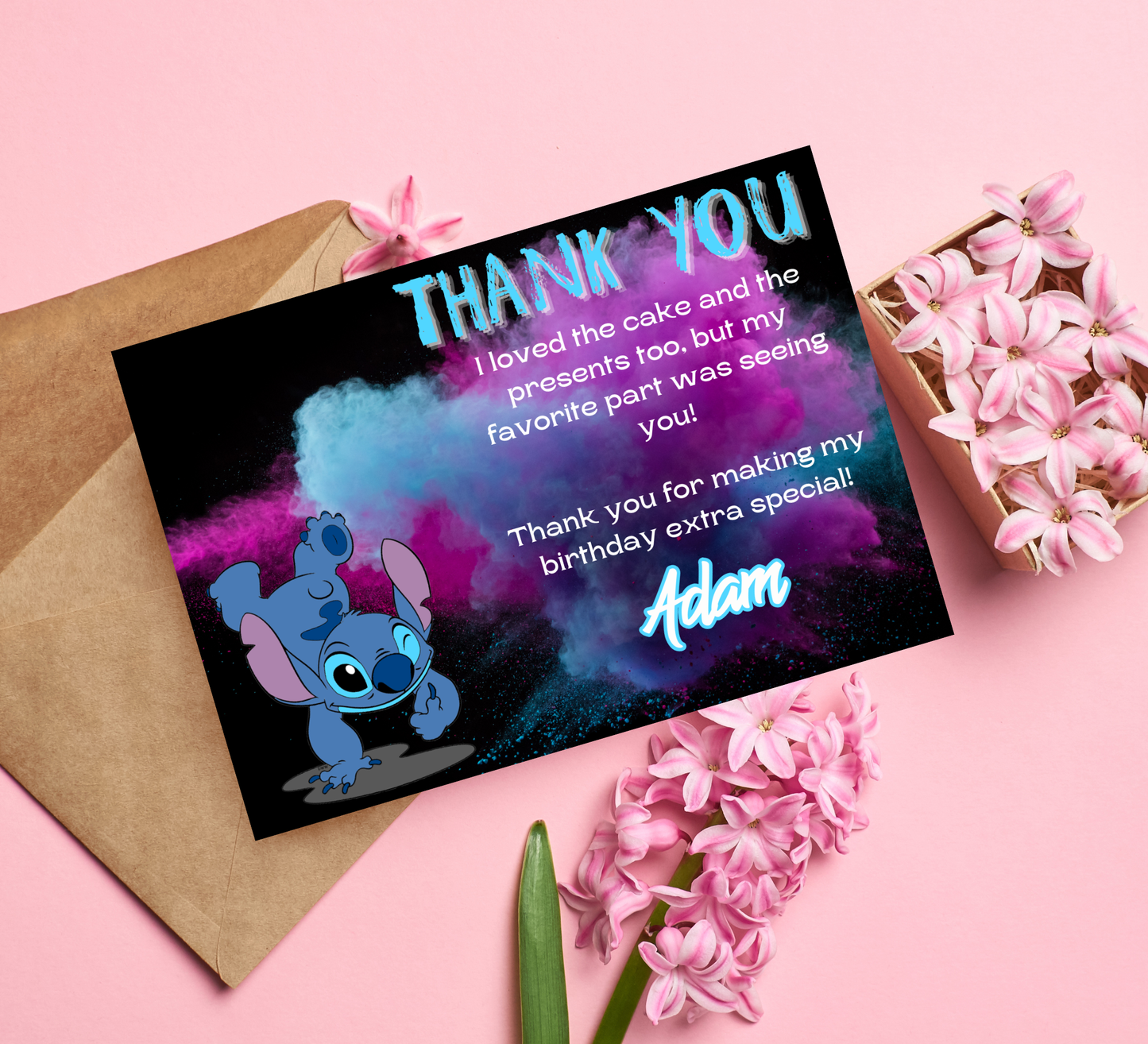 Stitch Jump Neon Birthday Invitation 🌈✨ | Glow Party Invite | Editable Canva Template