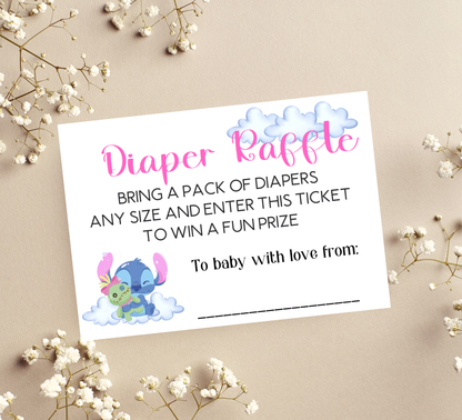 Stitch Pink Baby Shower Invitation | Cute Aloha Girl Baby Shower | Editable Canva Template