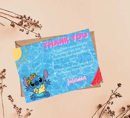 Stitch Pool Hawaii Tropical Birthday Invitation | Luau Party Invite | Editable Template