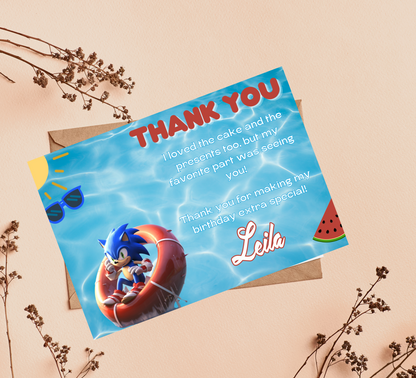 Sonic Pool Birthday Invitation | Summer Splash Party Invite | Editable Canva Template | Sonic Swim Birthday Invitation