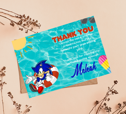 Sonic the Hedgehog & Shadow Pool Birthday Invitation | Summer Swim Party | Editable Canva Template
