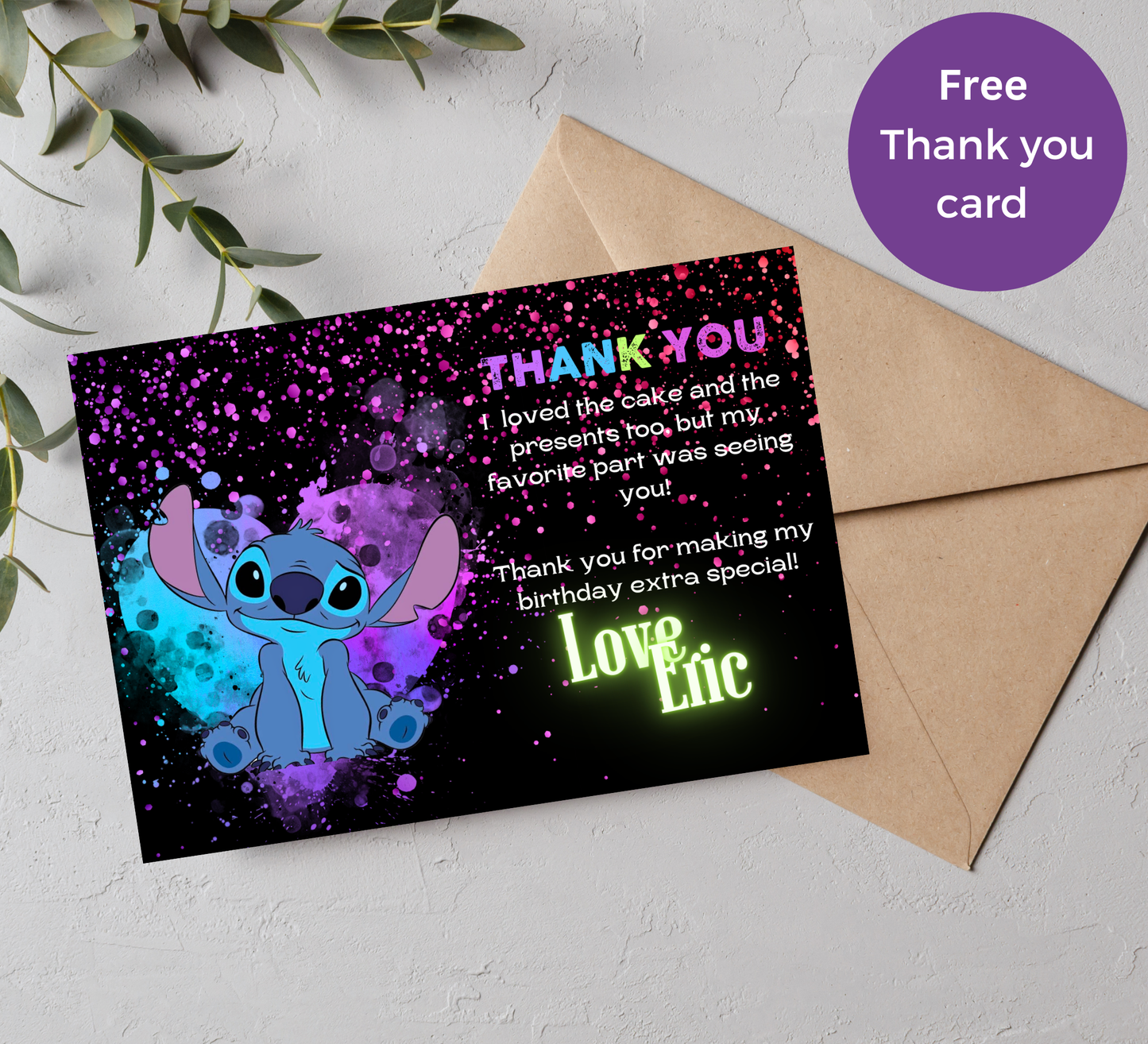 Stitch Neon Nerf Gun Birthday Invitation | Glow Party Battle Invite | Editable Template