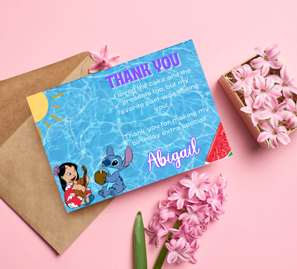 Stitch & Lilo Pool Birthday Invitation | Tropical Summer Party | Editable Digital Template