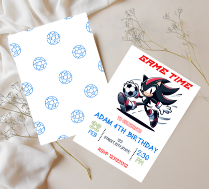 Shadow & Sonic the Hedgehog Football Birthday Invitation | Sports Theme Kids Party | Editable Canva Template | Printable Game Day Invite