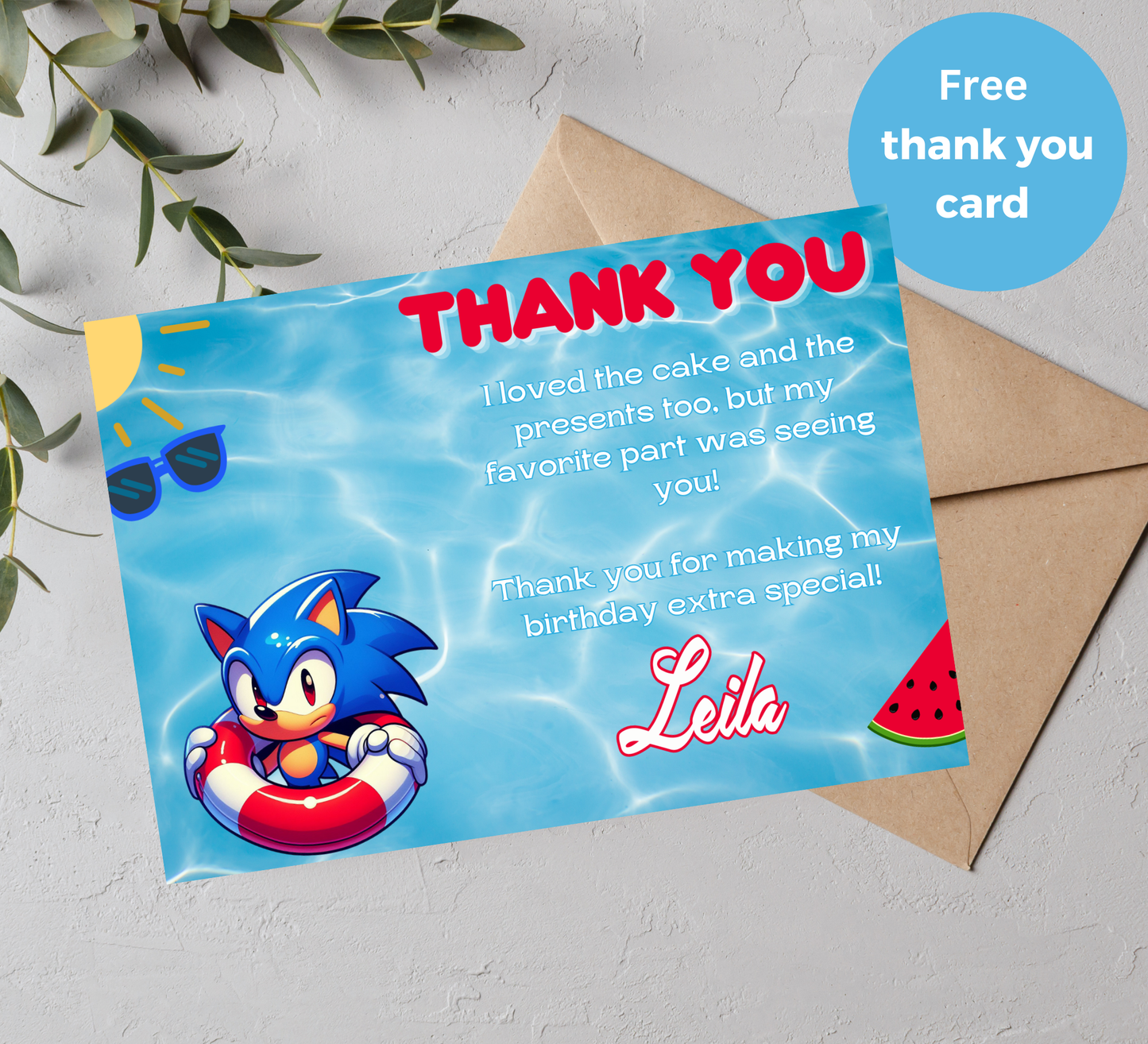 Sonic Hedgehog Pool Birthday Invitation | Summer Swim Party | Editable Canva Template