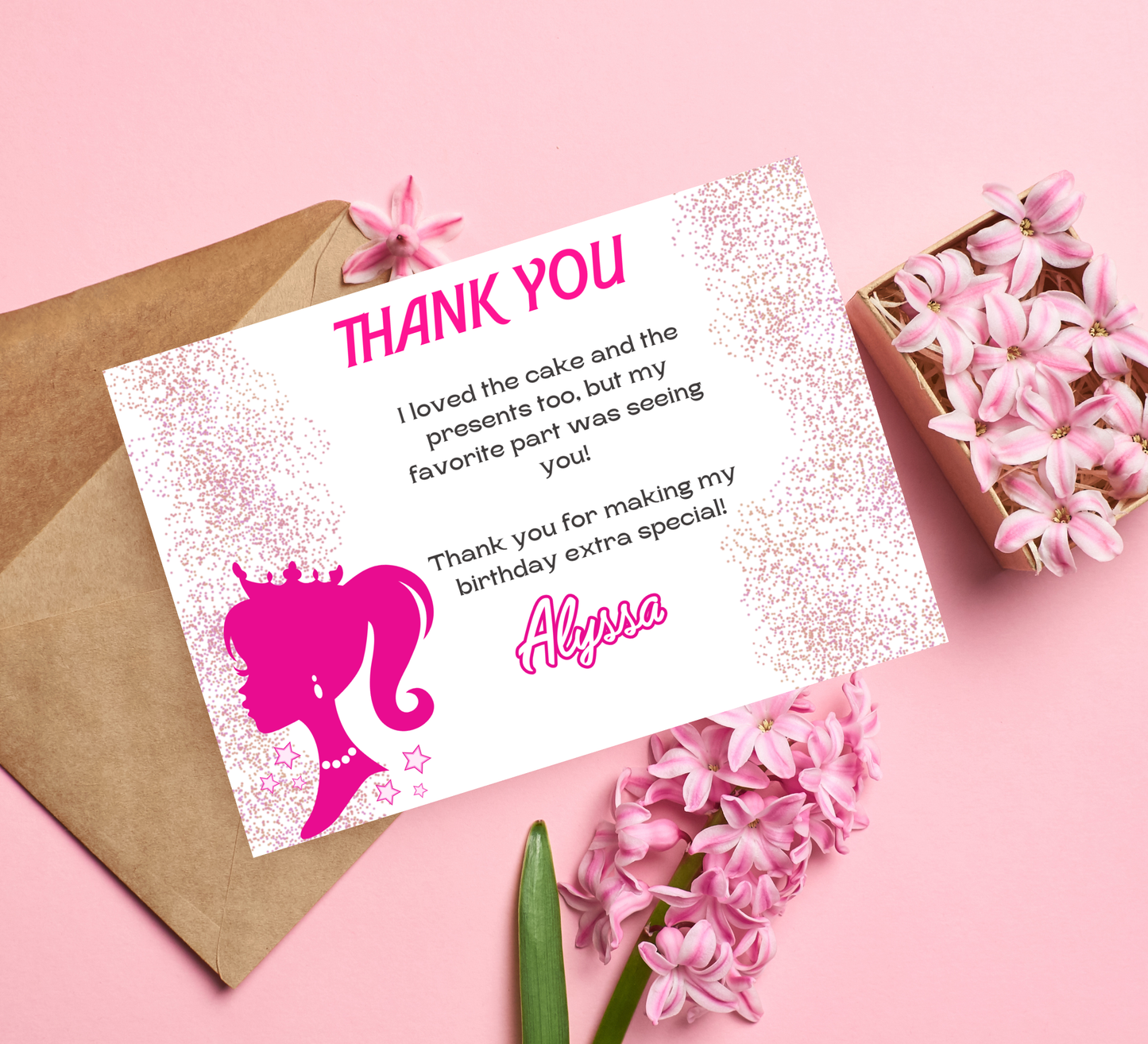 Barbie Pink Glitter Birthday Invitation | Glam Doll Party Invite | Editable Digital Template