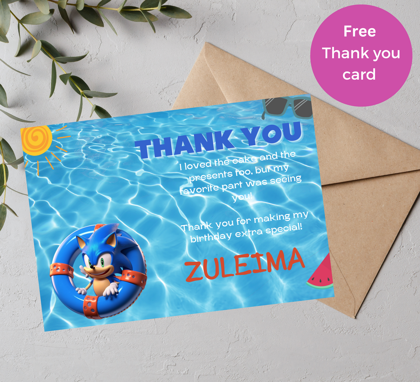 Sonic the Hedgehog Pool Birthday Invitation | Swim Party Invite | Editable Canva Template | Blue Summer Birthday Printable