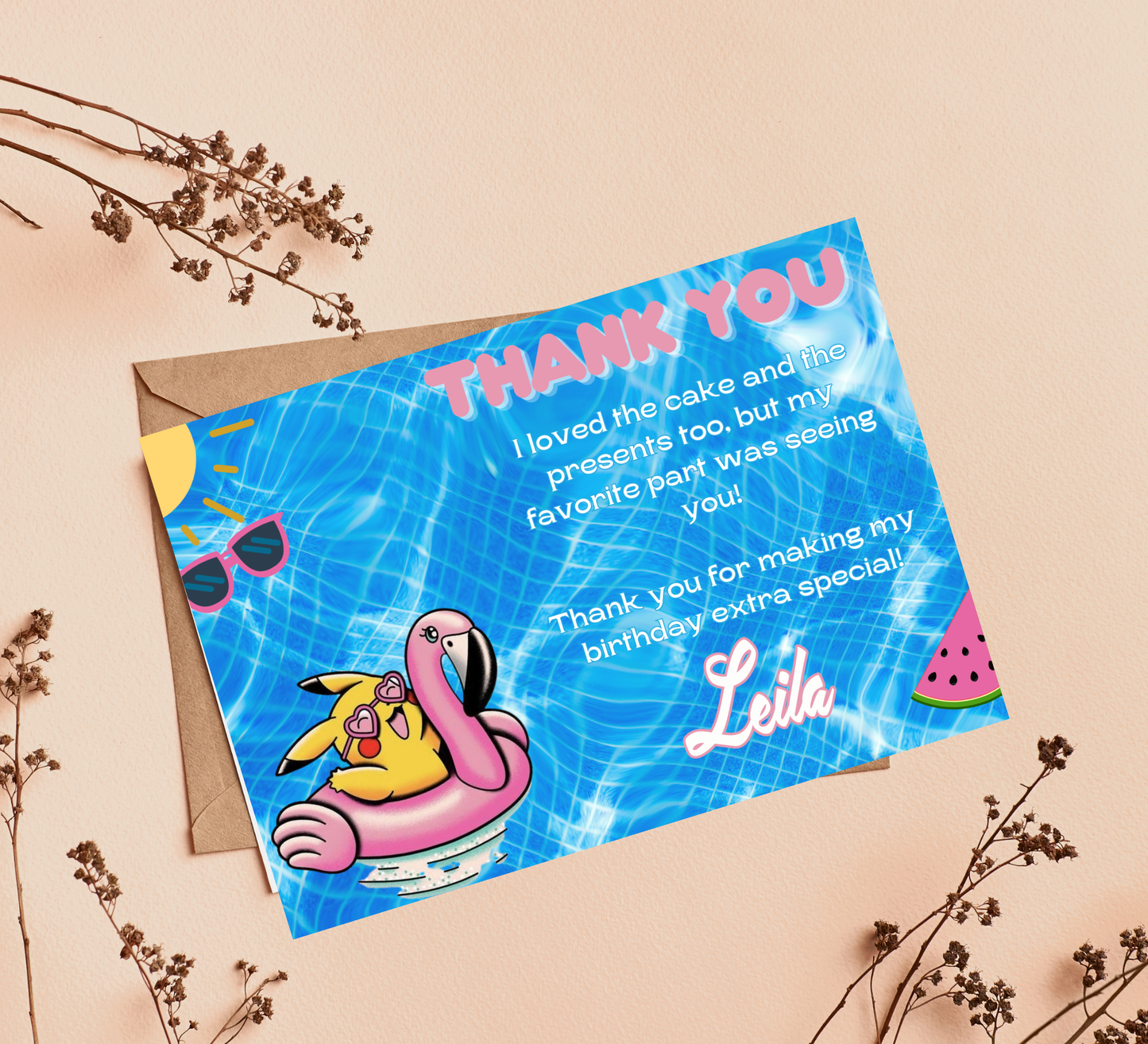 Pikachu Pokémon Pool Birthday Invitation | Summer Splash Party | Editable Digital Template