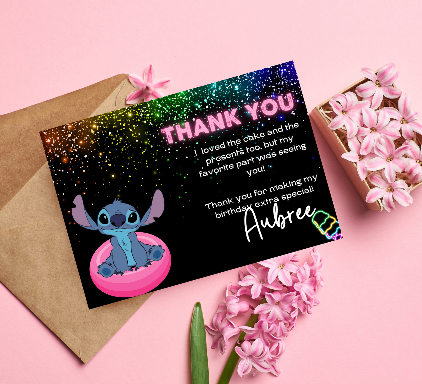Stitch Pool Neon Birthday Invitation | Glow Party Pool Invite | Editable Digital Template