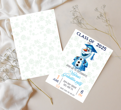 Olaf Frozen Graduation Invitation | Kindergarten & School Moving Up Party | Editable Canva Template | Olaf "Summer" Graduation Announcement | Frozen School Leavers Invite
