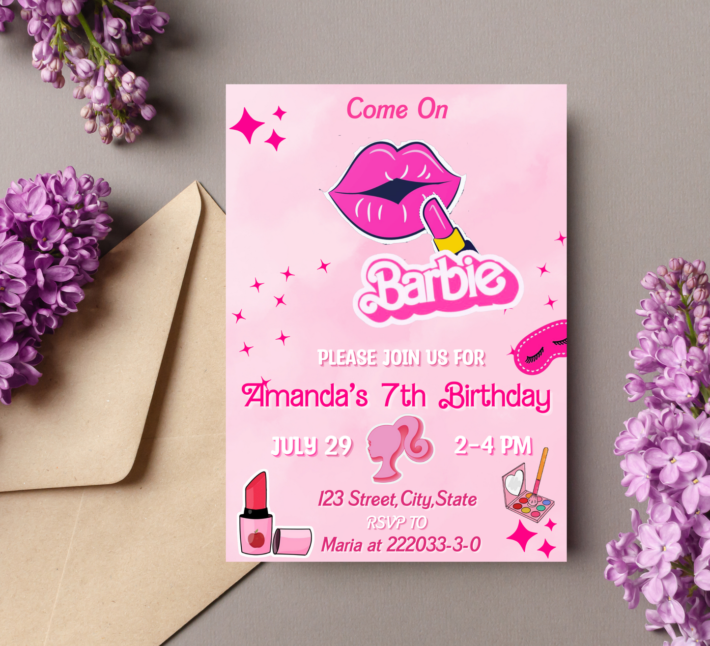 Barbie Spa Pink Birthday Invitation | Glam Makeover Party Invite | Editable Template