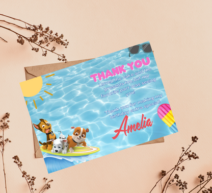 Paw Patrol Pool Birthday Invitation | Editable Canva Template | Swim Party Invite | Printable Kids Summer Birthday Invitation