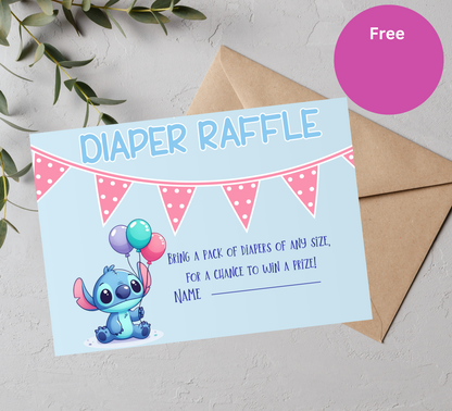 Stitch Blue Baby Shower Invitation | Editable Canva Template | Boy Baby Shower Invite | Printable Stitch Baby Shower Design