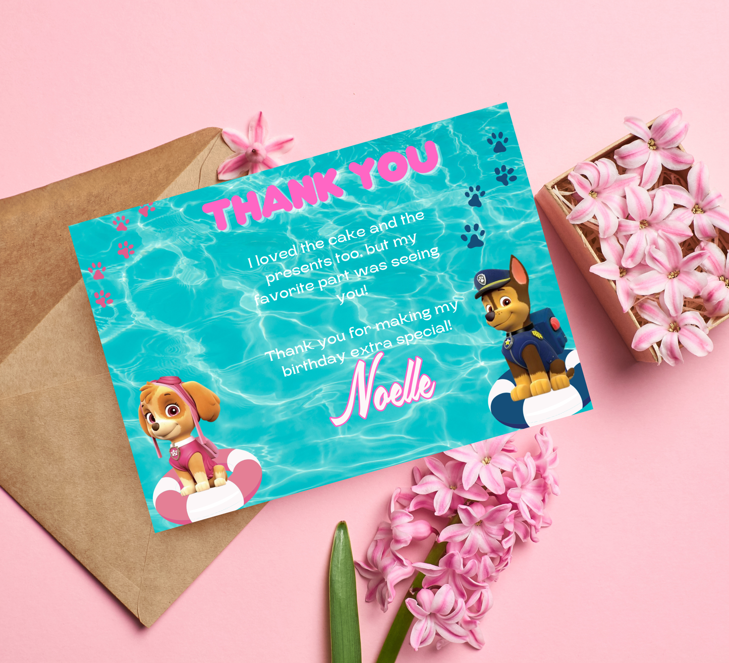 PAW Patrol Marshall & Skye Pool Birthday Invitation | Summer Splash Party | Editable Digital Template
