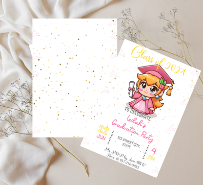 Princess Peach Mario Brothers Graduation Invitation | Kindergarten & School Invite | Editable Canva Template | Level Up