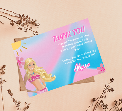 Barbie Pool Pink Birthday Invitation | Glam Summer Party | Editable Digital Invite
