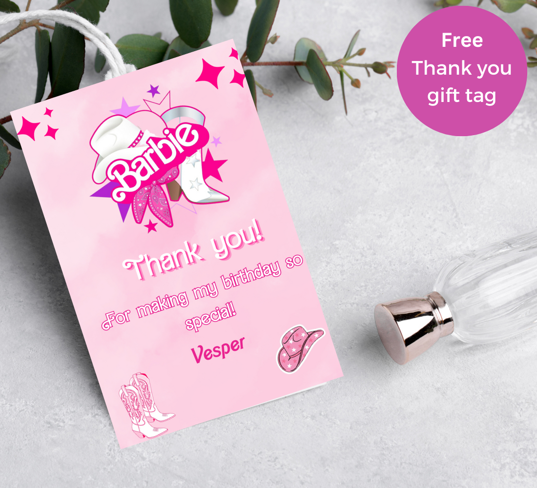 Barbie Cowgirl Pink Birthday Invitation | Western Barbie Party Invite | Editable Canva Template | Cowgirl Theme Birthday Printable