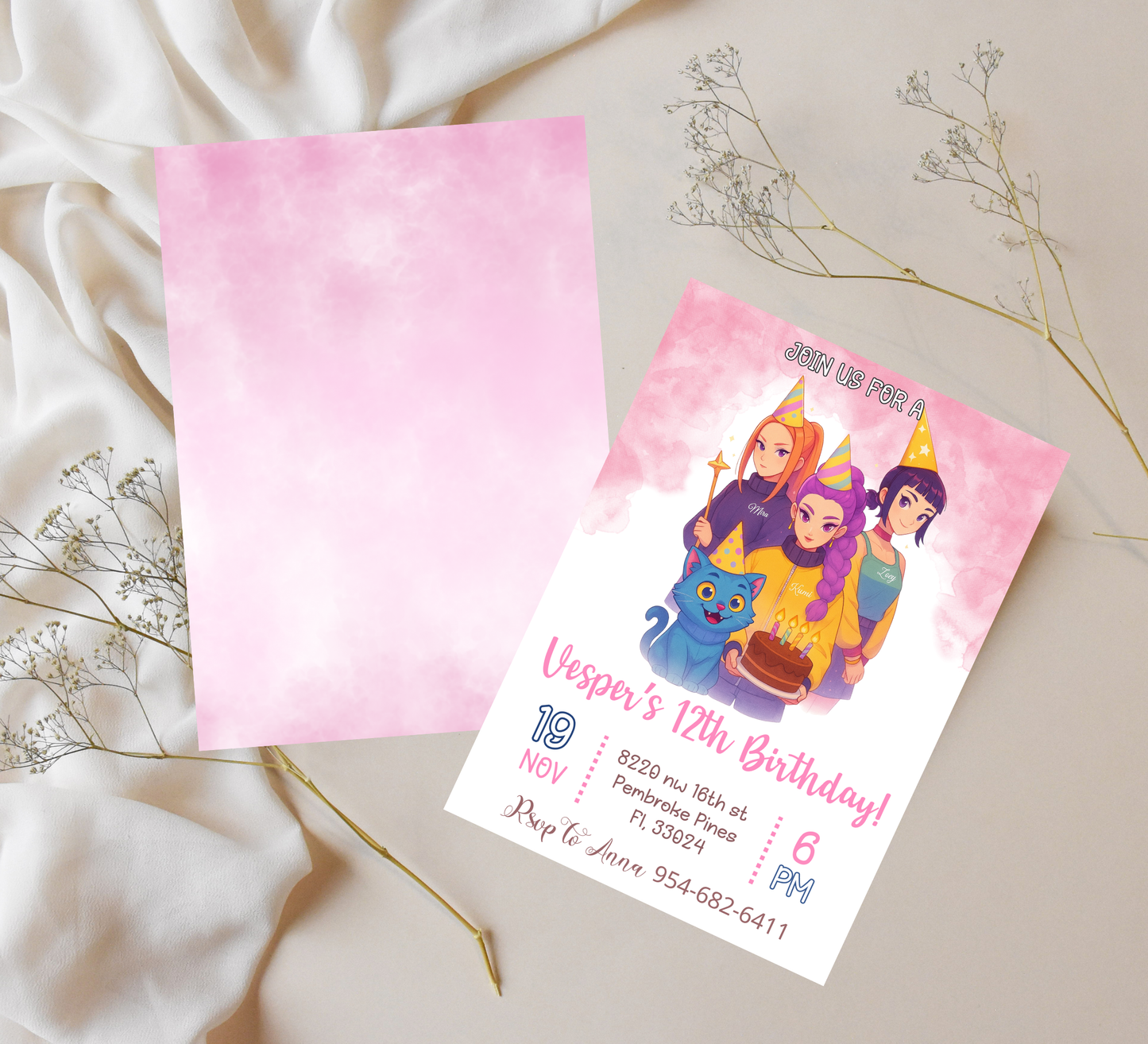K-Pop Demon Hunters Birthday Invitation | Anime-Inspired Party Invite | Editable Digital TemplateK-Pop Demon Hunters Birthday Invitation | Anime-Inspired Party Invite | Editable Digital Template