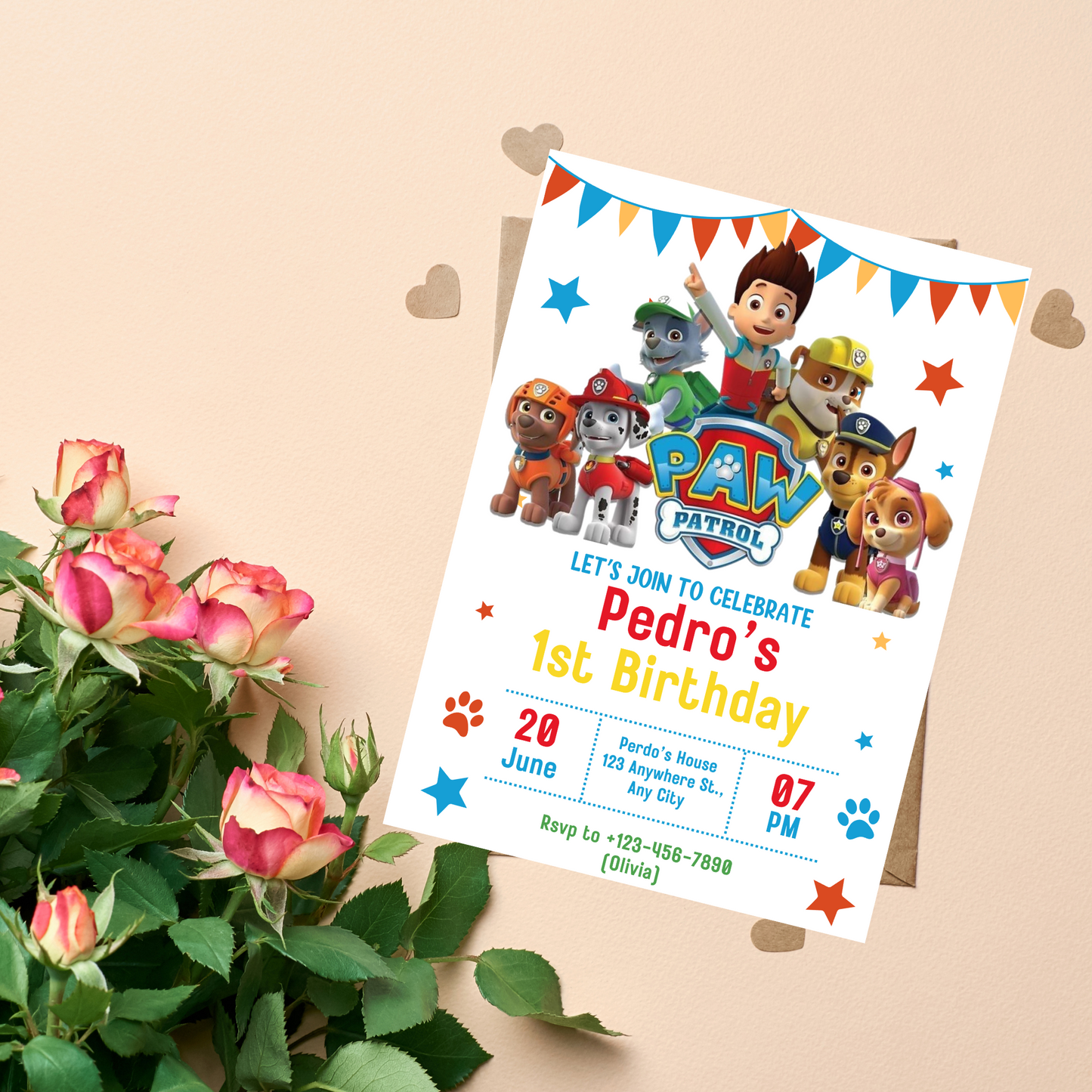 Paw Patrol Birthday Invitation | Kids Rescue Party Invite | Editable Canva Template | Printable Puppy Patrol Birthday Card
