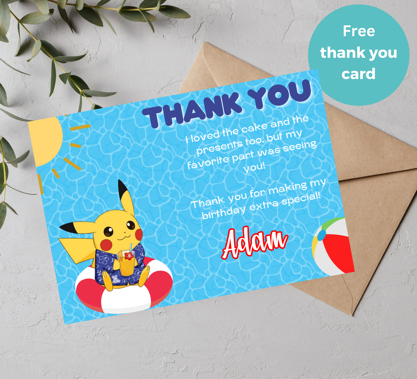Pikachu Pokémon Pool Birthday Invitation | Summer Swim Party Invite | Editable Canva Template | Printable Kids Birthday Invitation