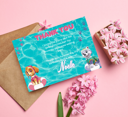 Paw Patrol Skye & Everest Pool Birthday Invitation | Girl Swim Party Invite | Editable Canva Template | Printable Summer Birthday Invitation