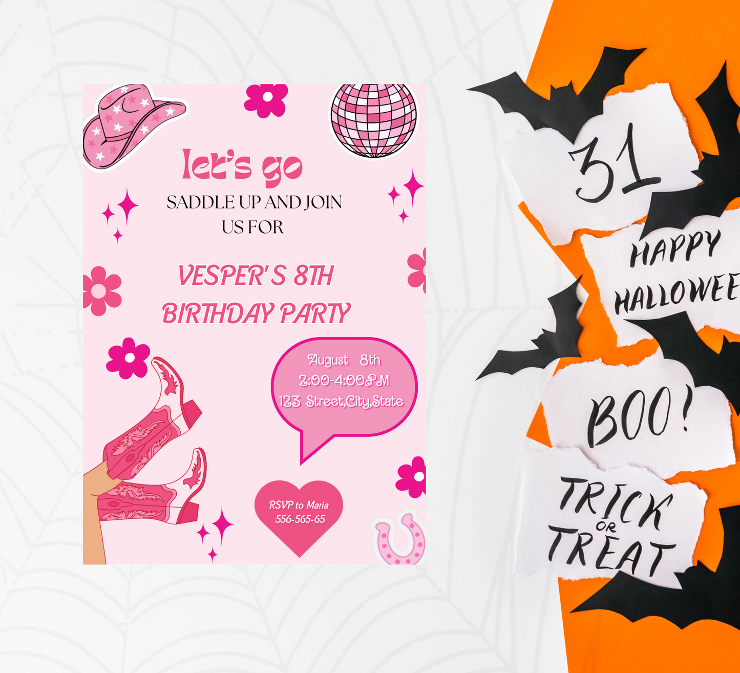 Barbie Cowgirl Cowboy Birthday Invitation | Pink Western Rodeo Party | Editable Template