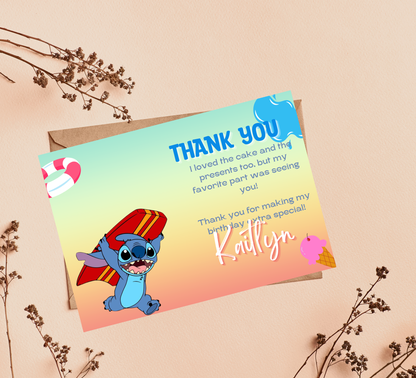 Stitch Pool Blue Birthday Invitation | Summer Swim Party | Editable Canva Template