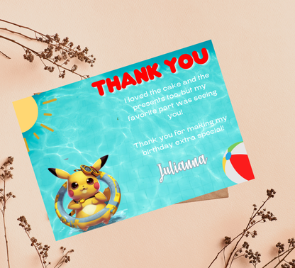 Pikachu Winter Birthday Invite | Pokémon Christmas Photo Canva Template ⚡️❄️📸