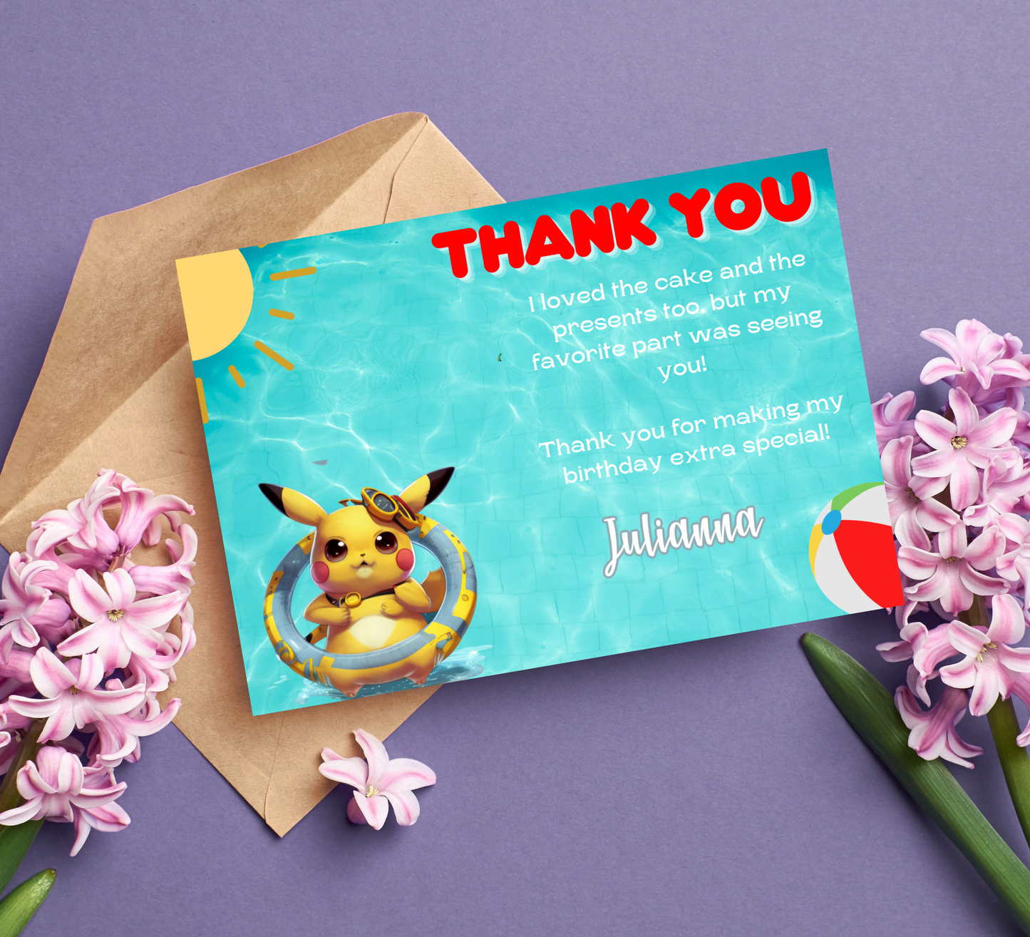 Pikachu Winter Birthday Invite | Pokémon Christmas Photo Canva Template ⚡️❄️📸
