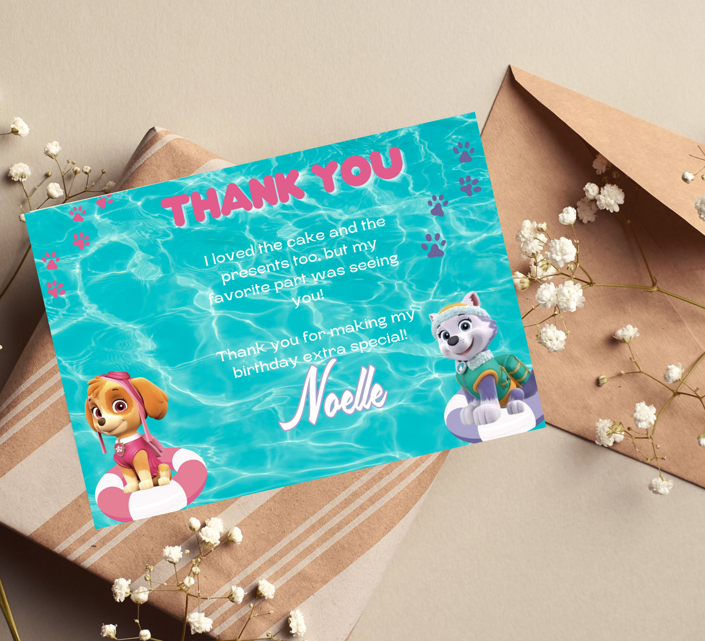 Paw Patrol Skye & Everest Pool Birthday Invitation | Girl Swim Party Invite | Editable Canva Template | Printable Summer Birthday Invitation