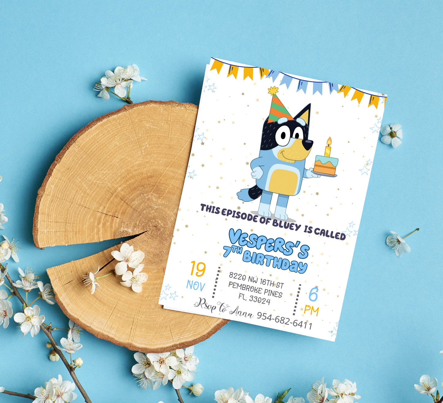Bluey Heeler Dog Birthday Invitation | Editable Canva Template | Kids Party Invite | Printable Bluey Theme Birthday Invitation