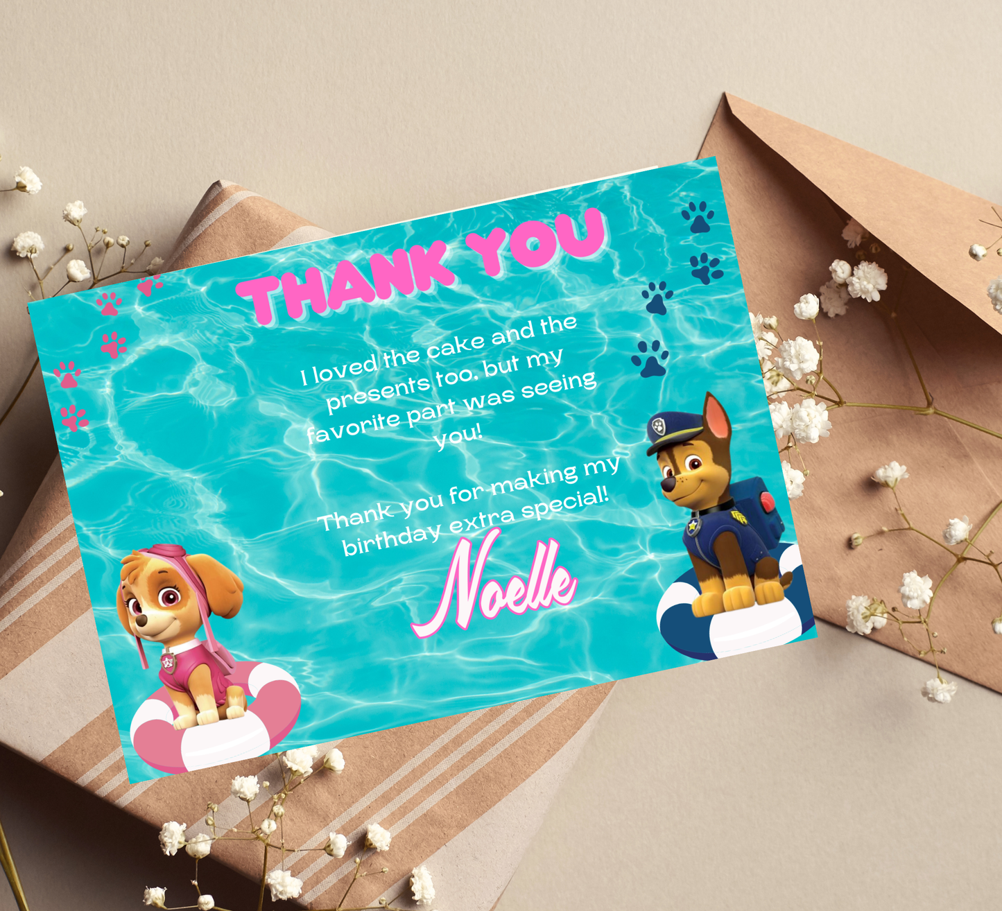 PAW Patrol Marshall & Skye Pool Birthday Invitation | Summer Splash Party | Editable Digital Template