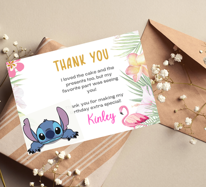 Stitch Aloha Tropical Hawaii Birthday Invitation 🌺🌴 | Luau Party Invite | Editable Digital Template