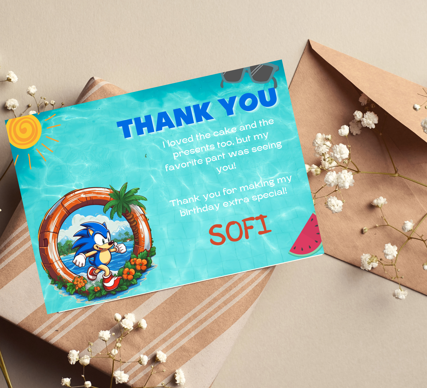 Sonic the Hedgehog & Shadow Pool Birthday Invitation | Summer Swim Party | Editable Canva Template