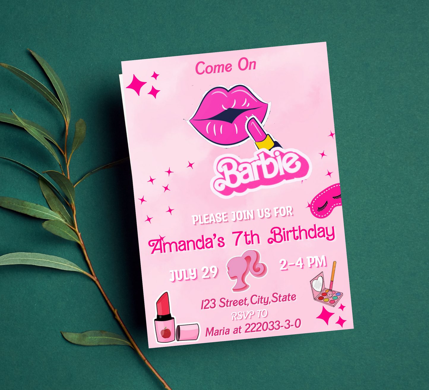 Barbie Spa Pink Birthday Invitation | Glam Makeover Party Invite | Editable Template
