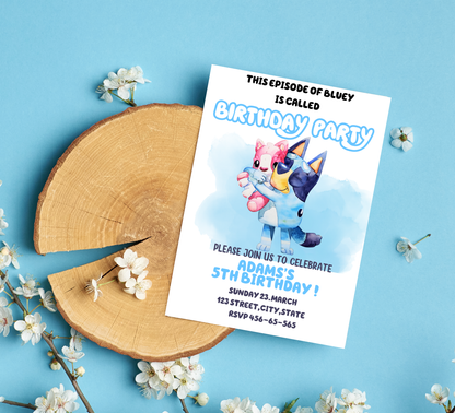Bluey Baby Shower Invitation – Editable Canva Template – Cute Heeler Family Baby Shower Invite – Bluey & Bingo New Baby Printable