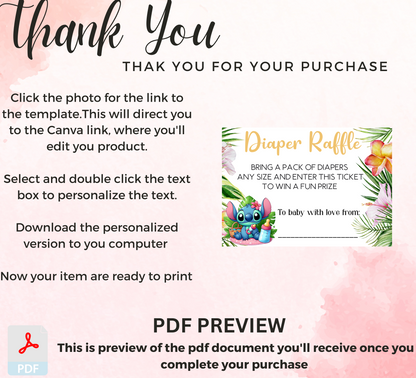 Stitch & Angel Baby Shower Games Bundle | Diaper Raffle Card & Book Request | Editable Canva Template | Stitch Gender Reveal Decor | Printable Lilo & Stitch Baby Shower Insert