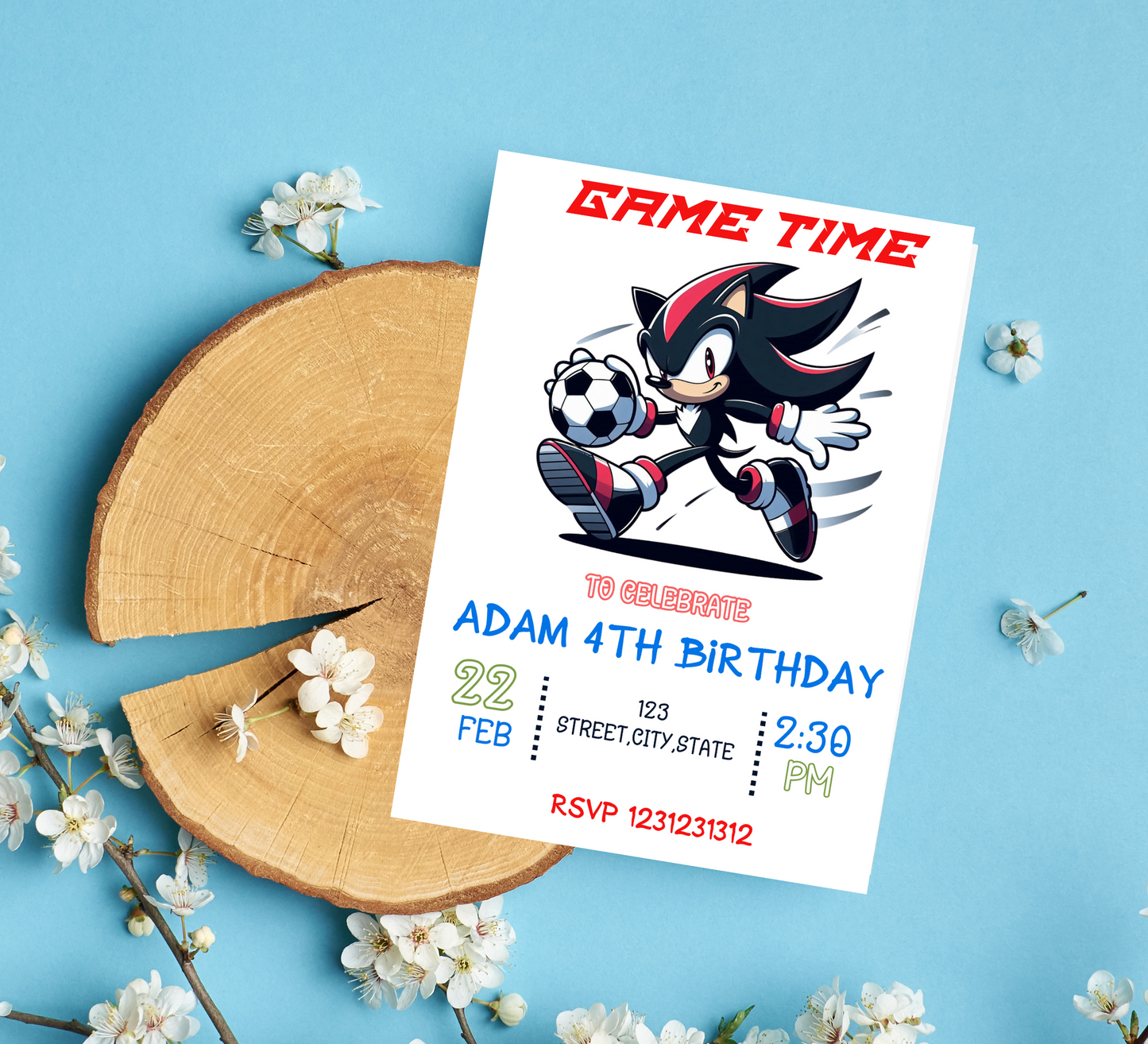 Shadow & Sonic the Hedgehog Football Birthday Invitation | Sports Theme Kids Party | Editable Canva Template | Printable Game Day Invite