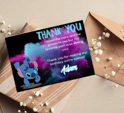 Stitch Jump Neon Birthday Invitation 🌈✨ | Glow Party Invite | Editable Canva Template