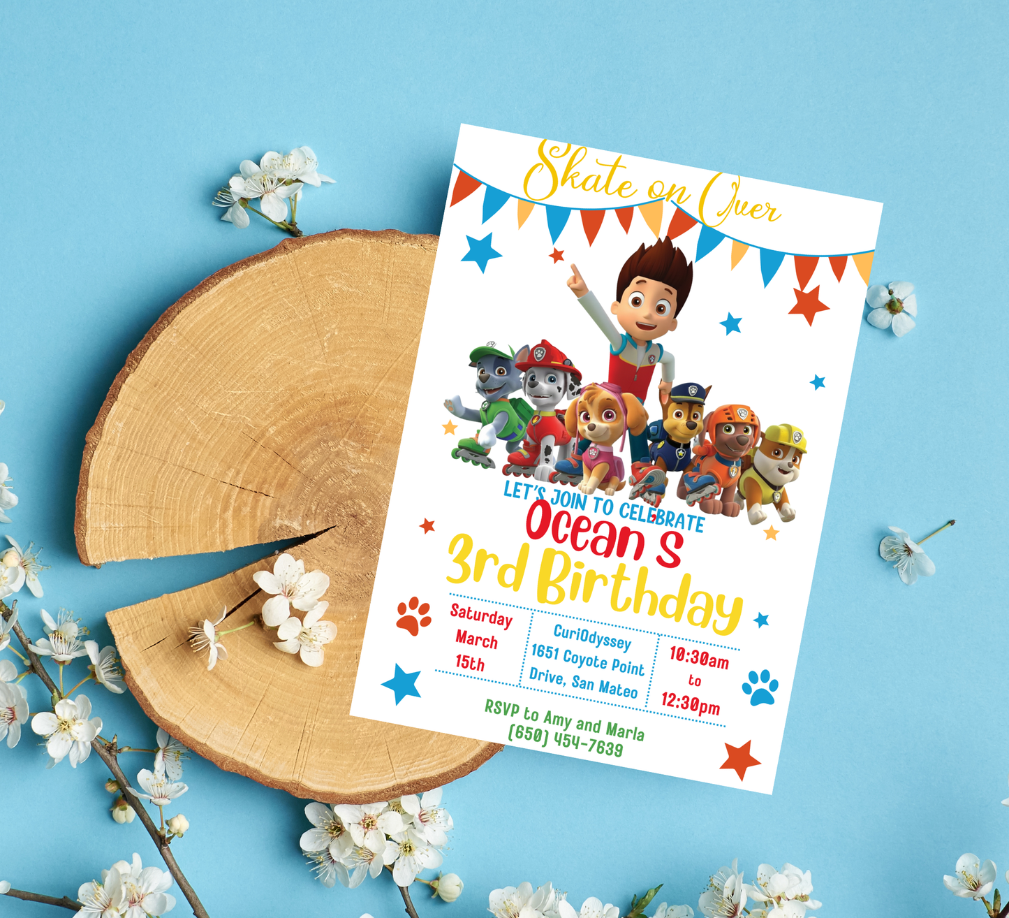 PAW Patrol PAAWty Roller Skating Birthday Invitation 🛼🐾 | Skating Party Invite | Editable Canva Template
