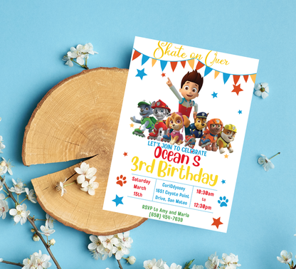 PAW Patrol PAAWty Roller Skating Birthday Invitation 🛼🐾 | Skating Party Invite | Editable Canva Template