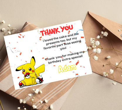 Pikachu Pokémon Birthday Invitation | Cute Kids Party Invite | Editable Digital Template