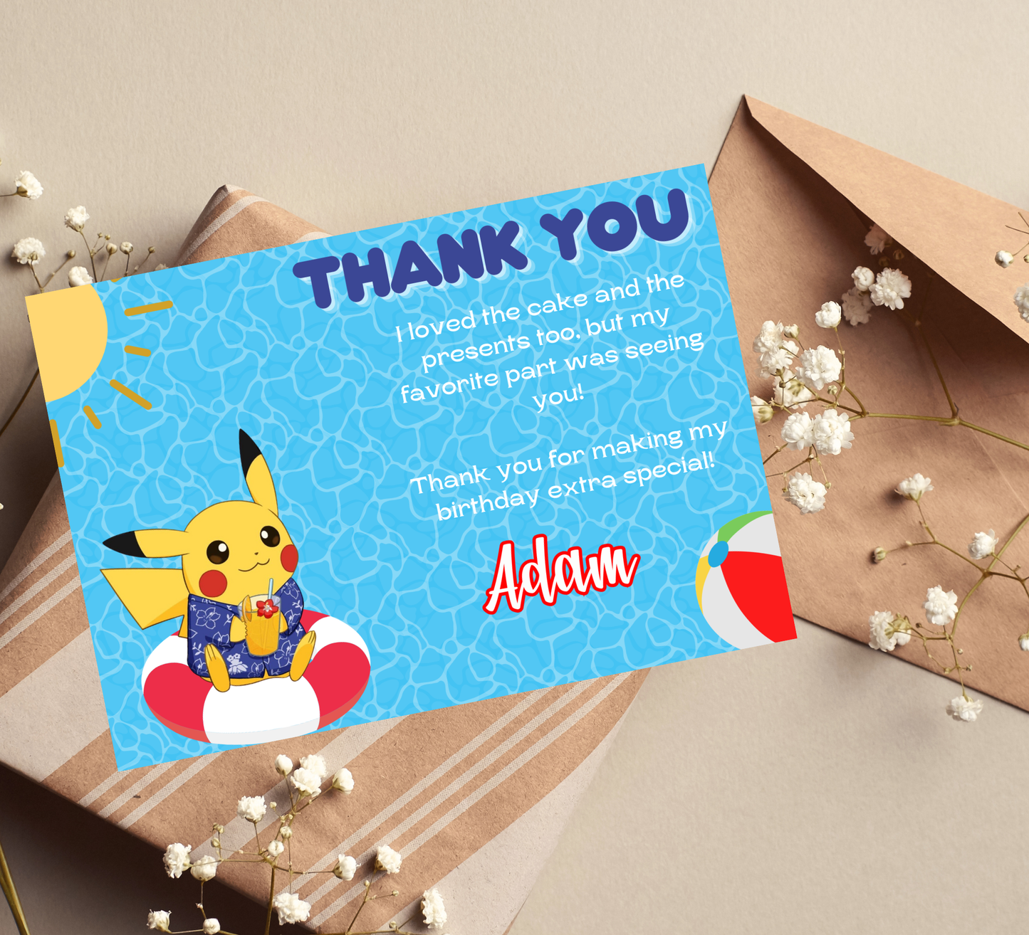 Pikachu Pool Pokémon Birthday Invitation | Summer Splash Party | Editable Digital Invite
