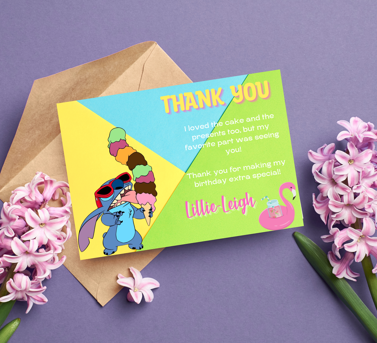 Stitch and Lilo Green Pool Birthday Invitation | Tropical Summer Swim Party | Editable Canva Template