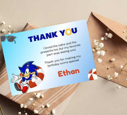 Sonic & Shadow Pool Birthday Invitation | Summer Splash Party | Editable Digital Template