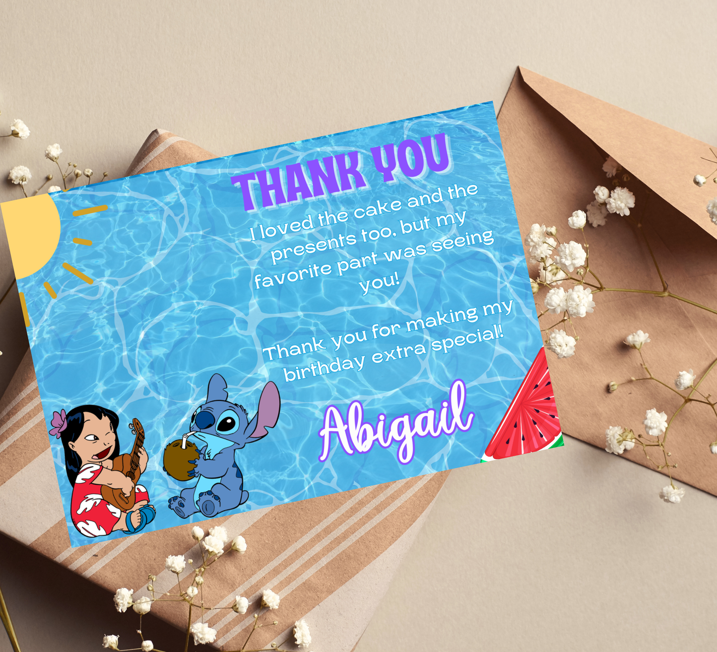 Stitch & Lilo Pool Birthday Invitation | Tropical Summer Party | Editable Digital Template